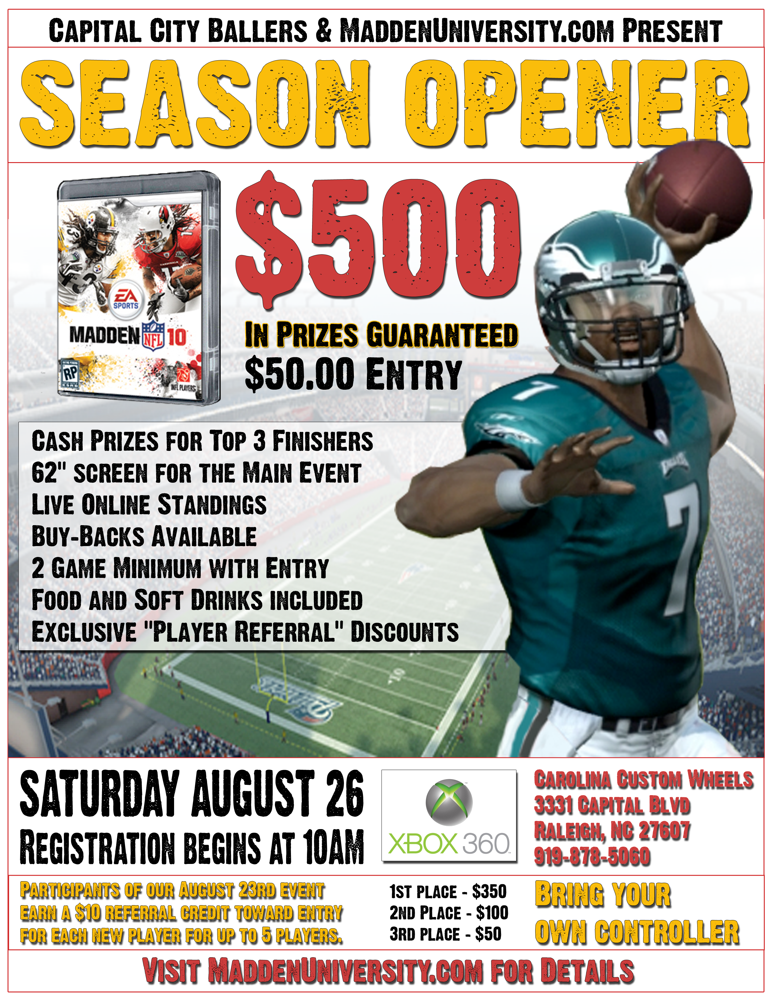 $500 Season Opener for Madden NFL 10 (August 23, 2009)